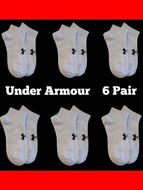 Under Armour Training No Show Socks BNWT White Black Logo Women's Small